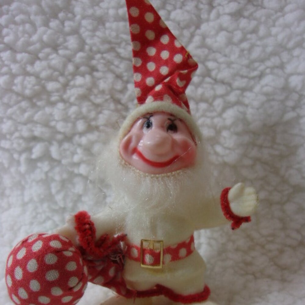 HXS-137 VINTAGE FLOCKED ELF ORNAMENT